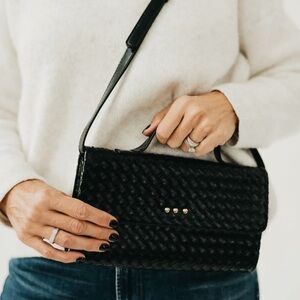 PrettySimple Black Woven Handbag